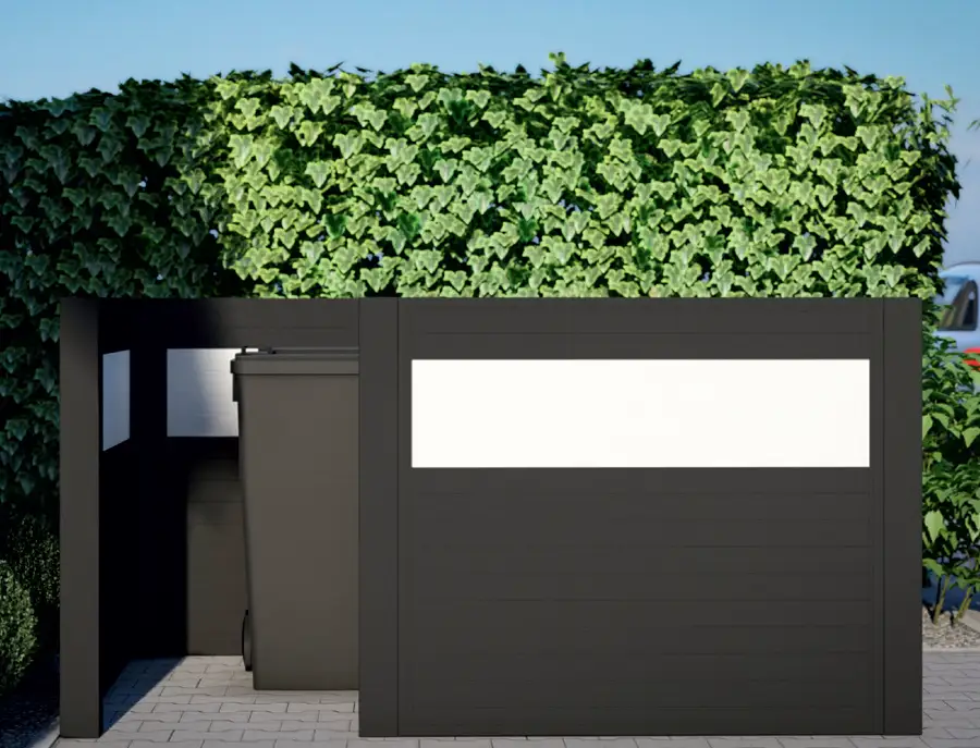 Sichtschutz für Mülltonnen für Einfamilienhaus, Zaun, hochwertig und modern aus Aluminium